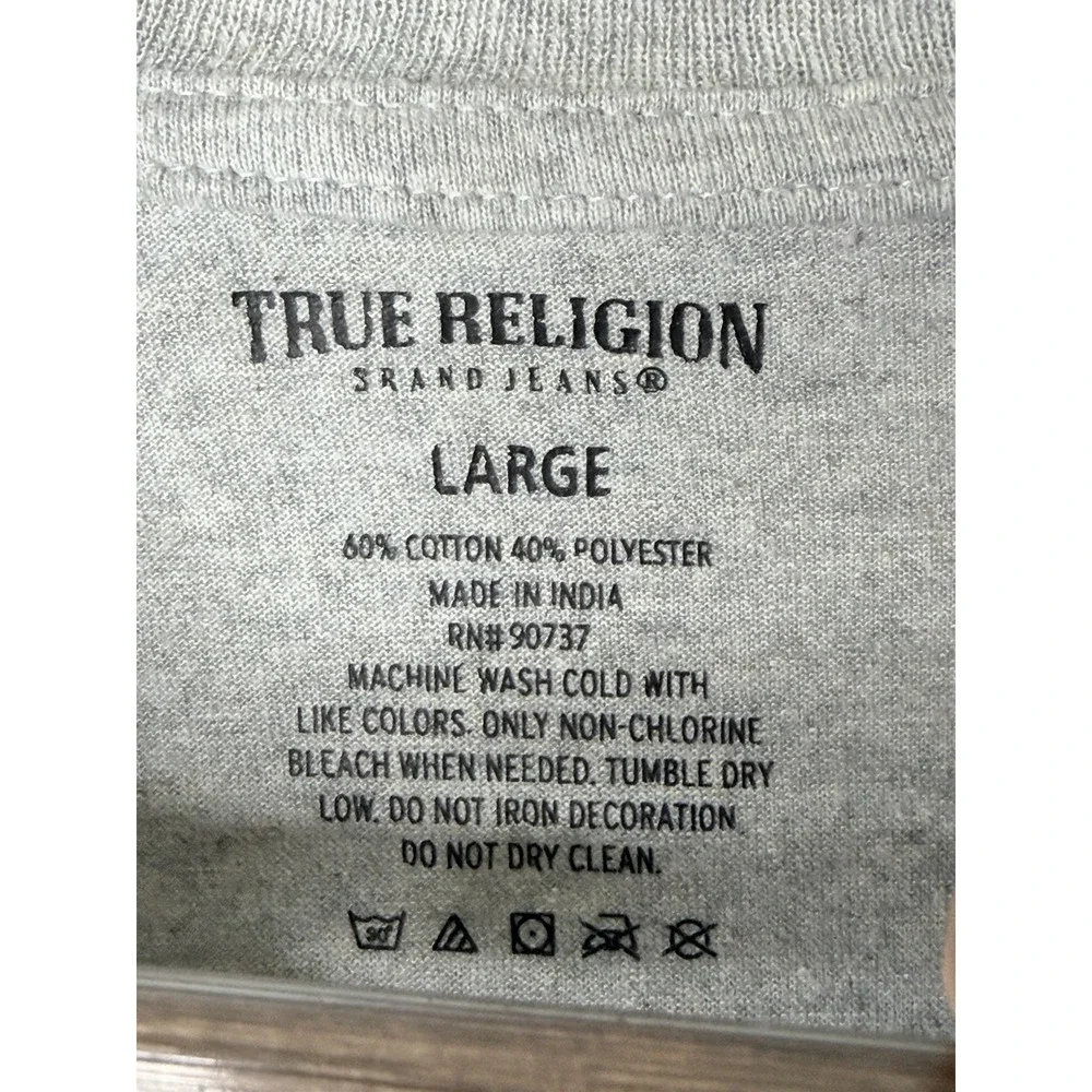 True Religion T-Shirt Lot of 2 Men's Large White Gray Minimal Logo Crew Neck